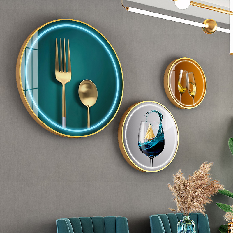 Dining Room Background Wall Decoration Painting Modern Minimalist Dining Hall Wall Decoration Mural Round Creative Light Extravagant Table Hanging Paintings
