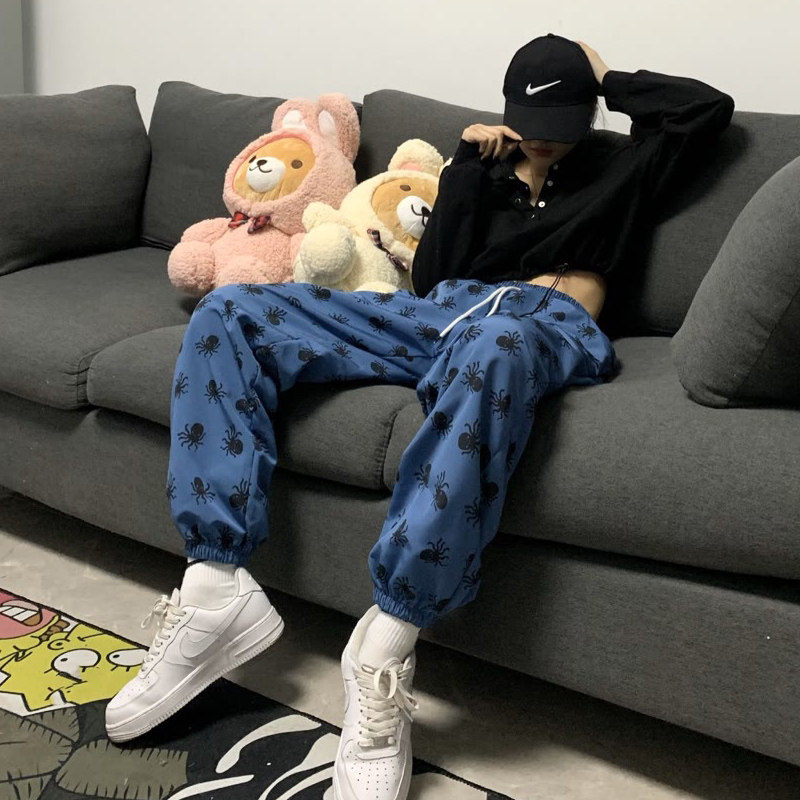 Octopus full printed pants women's ins Tide brand 2021 summer New loose hip hop Tide brand casual slim trousers