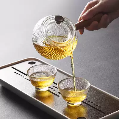 Japanese thick hammer pattern side glass pot high temperature resistant bubble teapot glass boiled water tea set set set