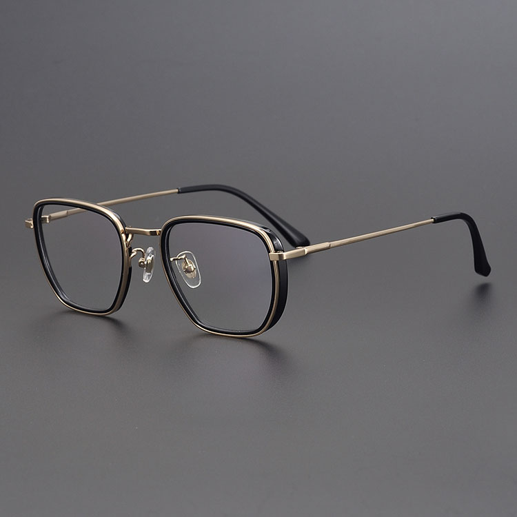 Retro avant-garde Japanese handmade ultra-light pure titanium square frame myopia glasses women and men anti-blue light face small glasses frame