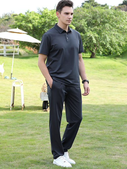 夏季薄款休闲运动套装男冰丝速干短袖T恤夏天宽松中年爸爸两件套