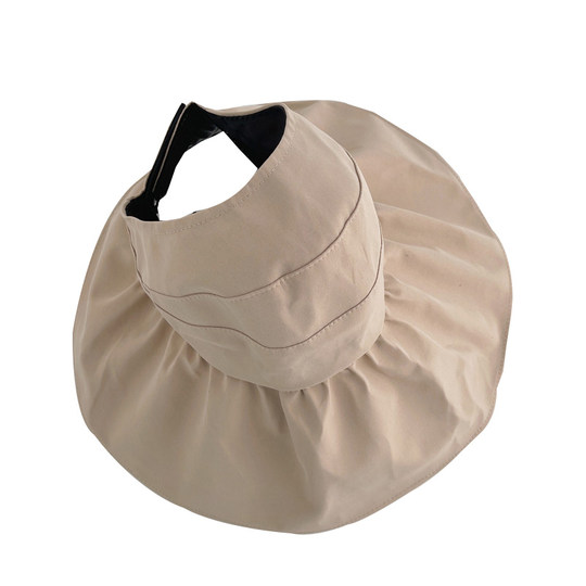 Black plastic sun hat for women in summer foldable uv anti-UV large brim sun hat empty top sun hat