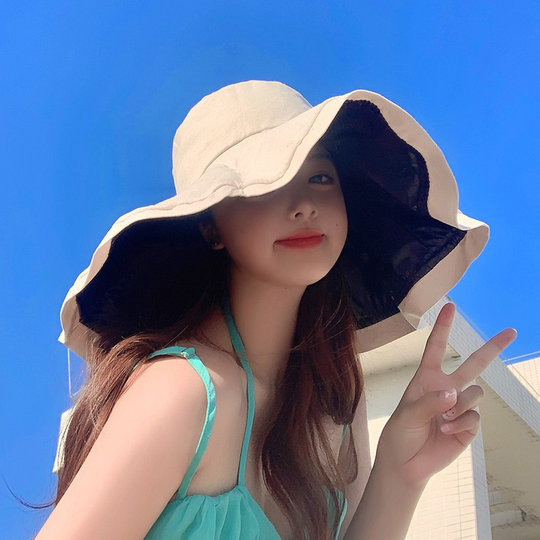 Large Brim Black Rubber Sun Protection Hat for Women, Summer Uv Protection Upf50+ Sun Hat, Foldable Fisherman Hat