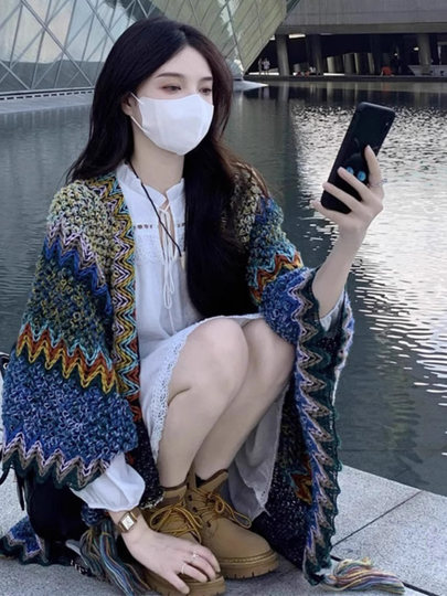 Ethnic Style Shawl for Women, Exotic Cape, Yunnan Travel Outfit, Photo Shoot, Bohemian Cape