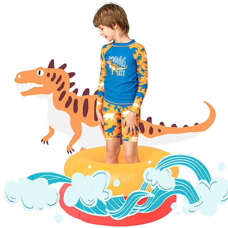 Blowind Children's Swimsuit Boys and Children Long Sleeve Split Sunscreen Quick Dry Swimwear Hot Spring Surfing Suit