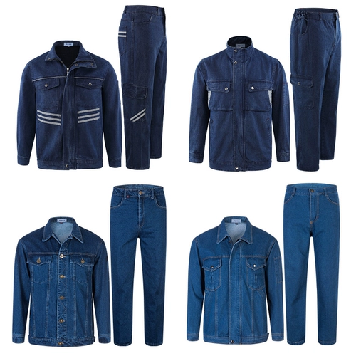 Демисезонный джинсовый светоотражающий комбинезон, штаны, защита от ожогов