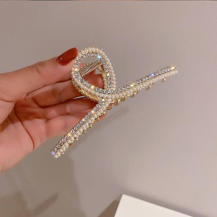 Pearl Rhinestone high-grade hair gripper Queen Red hair shark clip headdress hairclip 2021 nian New
