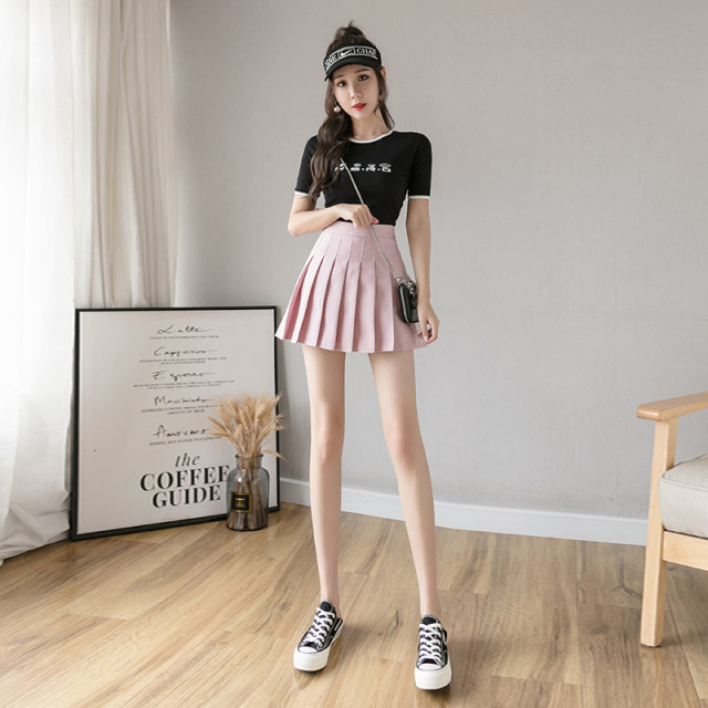 Pleated skirt short skirt women's summer 2024 new high-waist student versatile skirt women's a-line skirt plaid skirt college autumn and winter