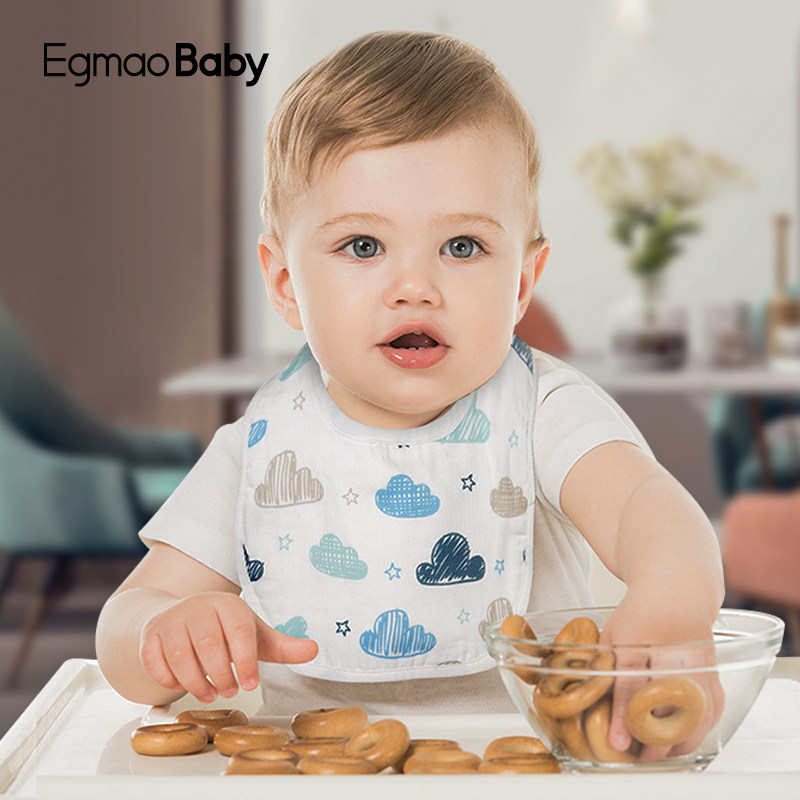 Egmaobaby baby bib pure cotton newborn baby waterproof anti-spitting milk children eat breathable absorbent towel