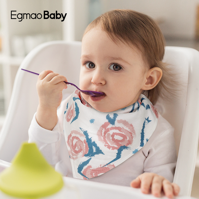 Egmaobaby baby triangle towel cotton saliva towel newborn bib gauze baby breathable absorbent bib 3