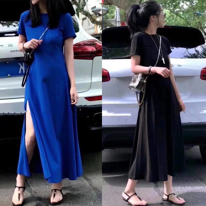 Shenzhen 2026 New Style Nanyou Women's European High-End Casual Age-Reducing Slit Long Dress for Women, Summer Thin Style