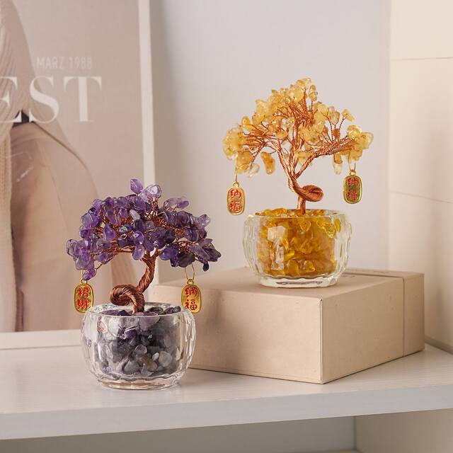 Light luxury ornaments, citrine fortune tree, fortune ornaments, office work station ornaments, new home decorations, housewarming gifts