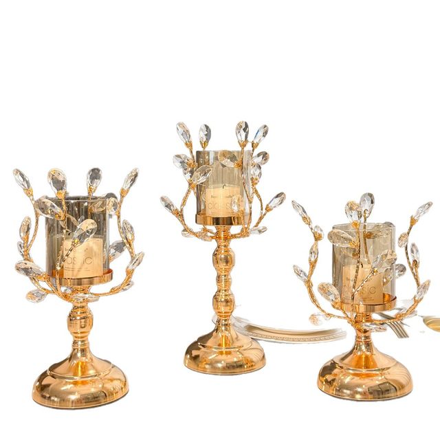 Light Luxury Ornaments, Simple Modern European-Style Glass Candlesticks, Romantic Candlelight Dinner Atmosphere Decoration for Home Restaurants