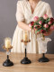 Light Luxury Ornaments, Antique-Style Metal Crystal Glass Rose Candle Holder, Tall European-Style Dining Table, Home Decoration Ornaments