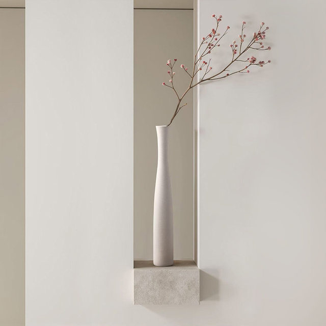 Light Luxury Decorative Items, Ceramic Zen-Style Flower Vase, High-End Wall Niche Decoration for Entryway and Tv Cabinet, Home Decor Ornaments