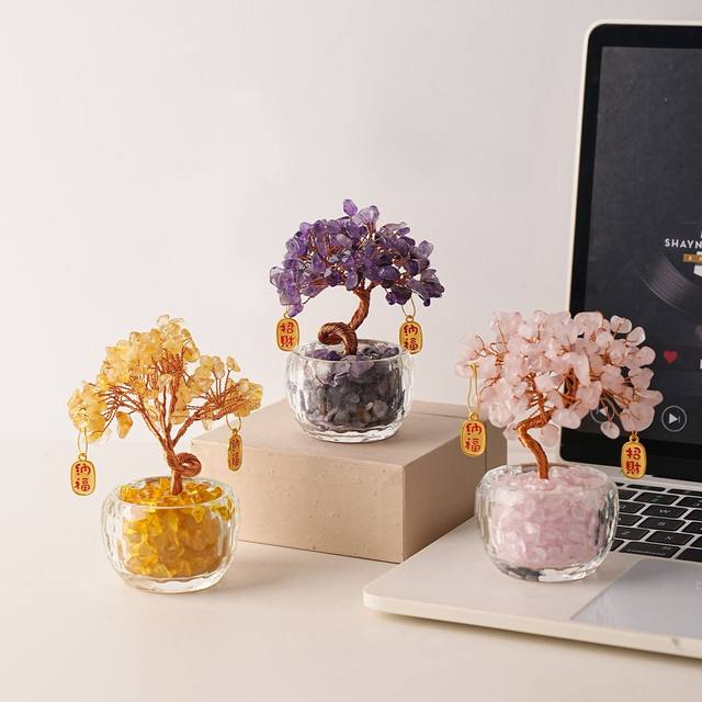 Light luxury ornaments, citrine fortune tree, fortune ornaments, office work station ornaments, new home decorations, housewarming gifts