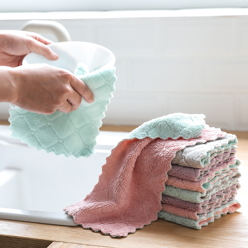 Double-sided rag Kitchen dish towel Dish cloth 100-piece cleaning cloth Dry and wet dual-use household cleaning rag