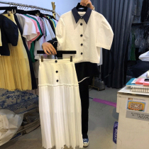 2020 new foreign air reduced age Hepburn style suit female summer small man French retro two-piece light ripe wind