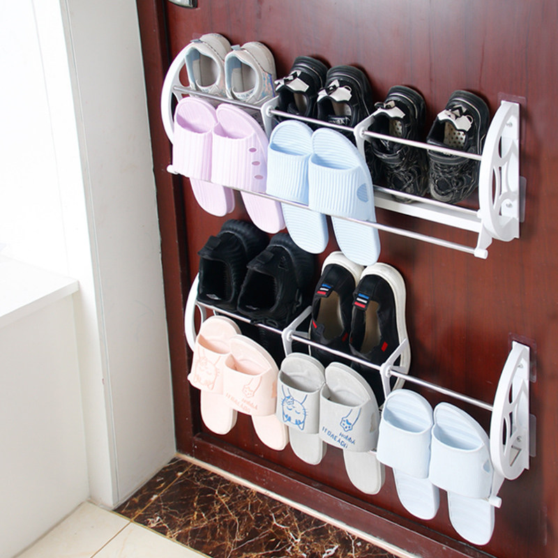 Behind the door hanging shoe rack slippers rack household storage artifact punch-free wall-mounted wall-mounted shoe rack