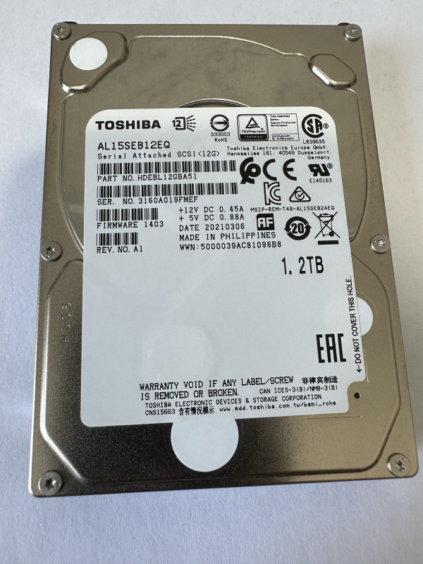 Original Toshiba Al15Seb12Eq 1.2t 10K 12g Sas 2.5 Enterprise-Level Hard Drive