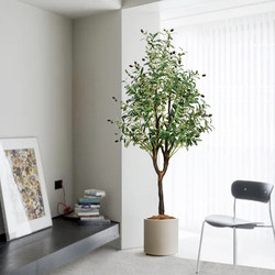 Simulated Green Plant Olive Tree Floor-Standing Potted Plant Indoor Large Plant Ornament Living Room Light Luxury Decoration Artificial Flower Fake Tree