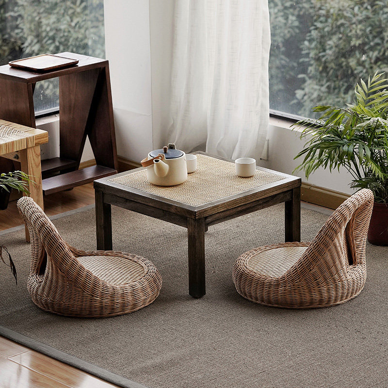 Modern minimalist balcony Balcony Floating Windows Small Tea Table Ins wind Home Pit Table Kang A Few Days Style Balcony Tatami Small Table-Taobao