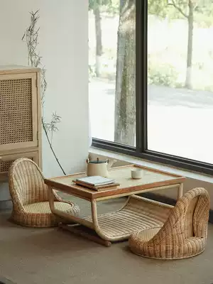 Japanese-style bay window small coffee table simple small apartment balcony kang table tatami small table bedroom sitting rattan low table