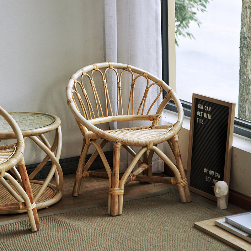 Indonesian natural vine chair singles backchair woven European balcony tea couple three pieces of lazy vine chair round