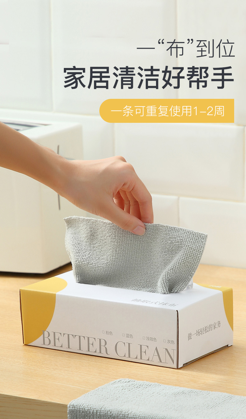 细节夫人 懒人抹布 抽取式  干湿两用 可水洗擦桌子洗碗刷锅   1盒装20条20*20cm  蓝色