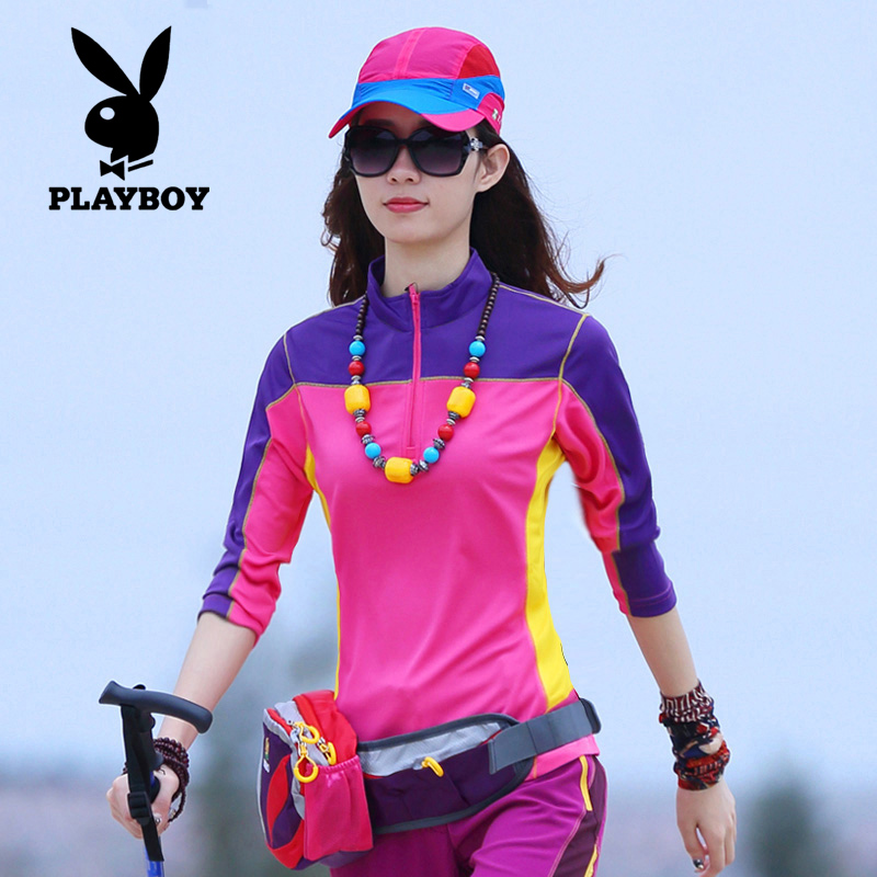 Floral Playboy speed dry T-shirt woman 2022 spring and summer new long sleeves outdoor parquet sport breathable large size speed dry clothes