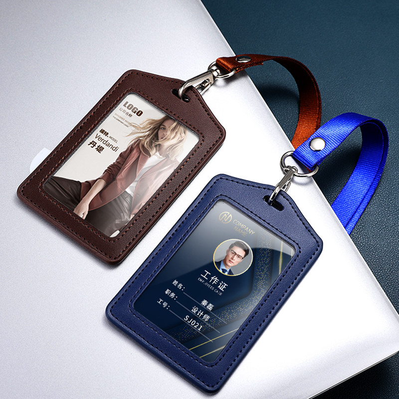 Leather card sleeve high-end custom employee badge badge custom logo high-end factory badge company work permit