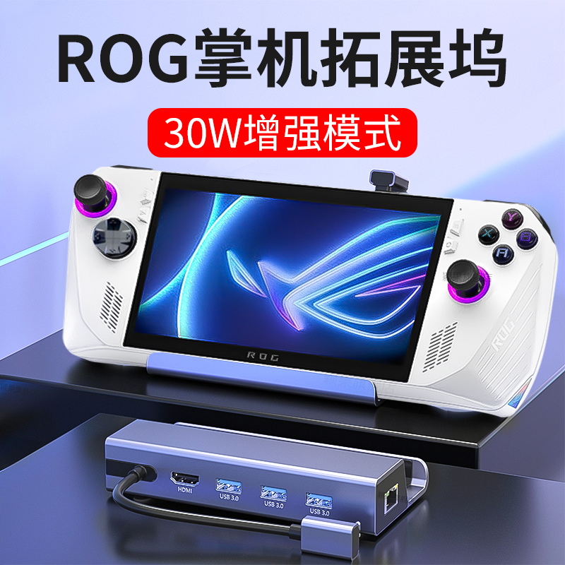 Yingguo Is Suitable for Rog Ally Expansion Dock to Expand Connectivity to Tv, Handheld Computer, Game Console Stand, Charging Base, Portable Dock, HDMI Screen Projection, Network Cable Converter Accessories, Win11