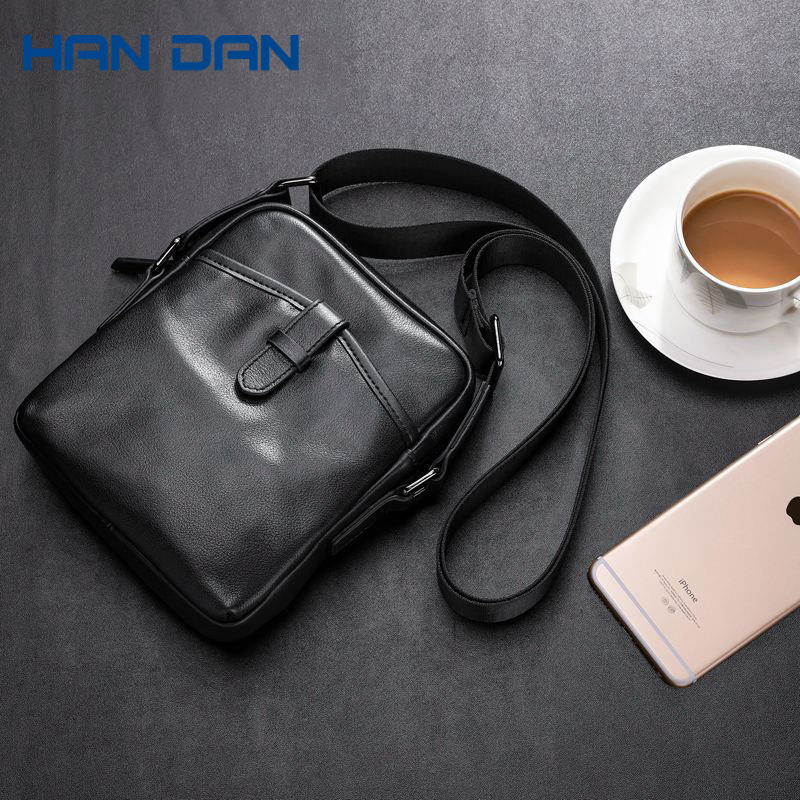 Genuine leather shoulder bag men's trendy top layer cowhide small bag messenger bag business casual cross-body bag soft leather backpack men's bag