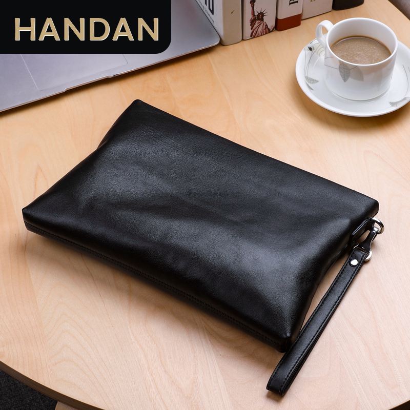 Clutch bag men's leather soft leather 2022 new clip bag casual fashion Korean version with wrist guard first layer leather handbag tide