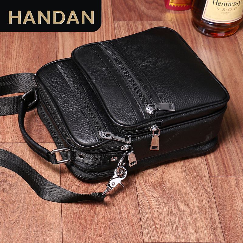Bag Men's Shoulder Bag Leather Soft Leather Small Handbag Messenger Bag Tide Brand Business Large Capacity First Layer Leather Backpack