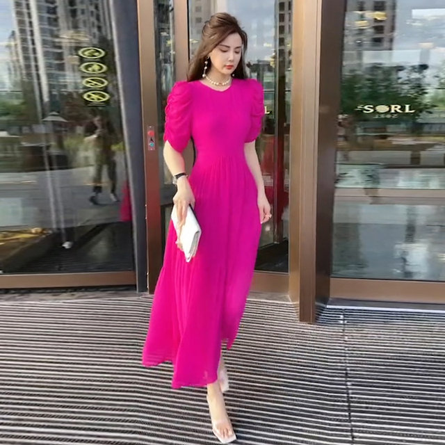 2022 summer new French high-end high-end temperament goddess Fan Mingyuan Yujie light familiar style slim dress