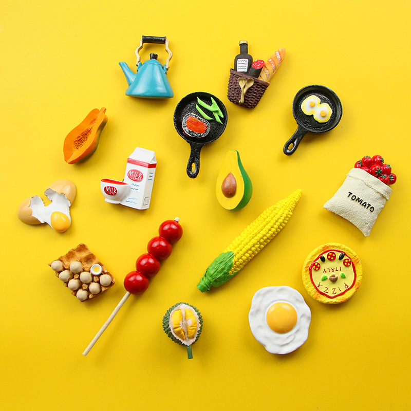 Emulation Food Fridge Post Individuality Creative Three-dimensional Magnet Sticker Mesh Red Magnetic Sticker Decoration Suction Magnet Resin Magnet