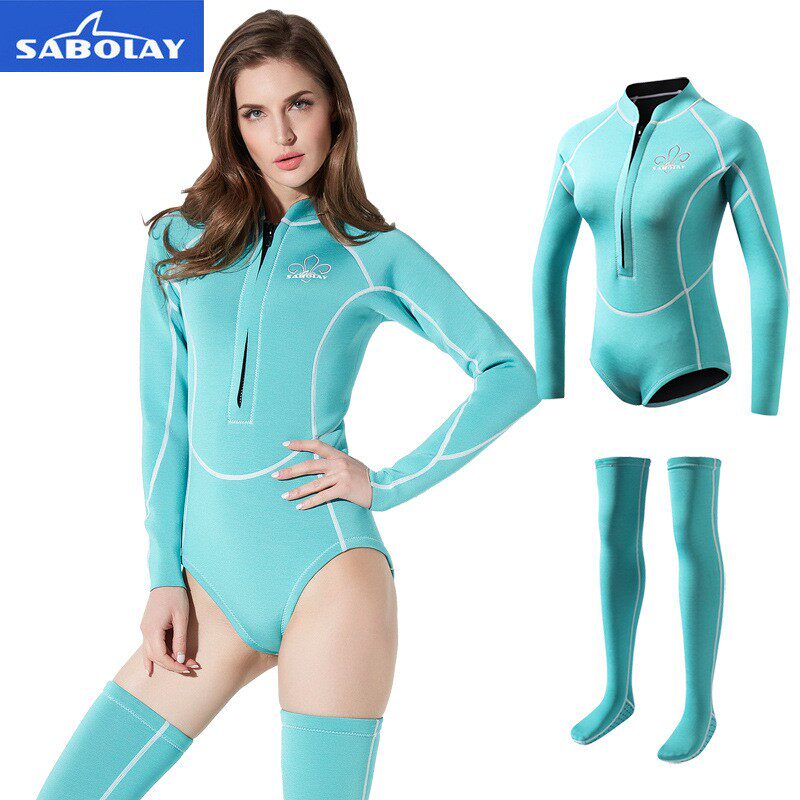 South Korea's new one-piece wetsuit diving suit female stockings 2MM warm fashion sexy jellyfish suit surfing snorkeling suit