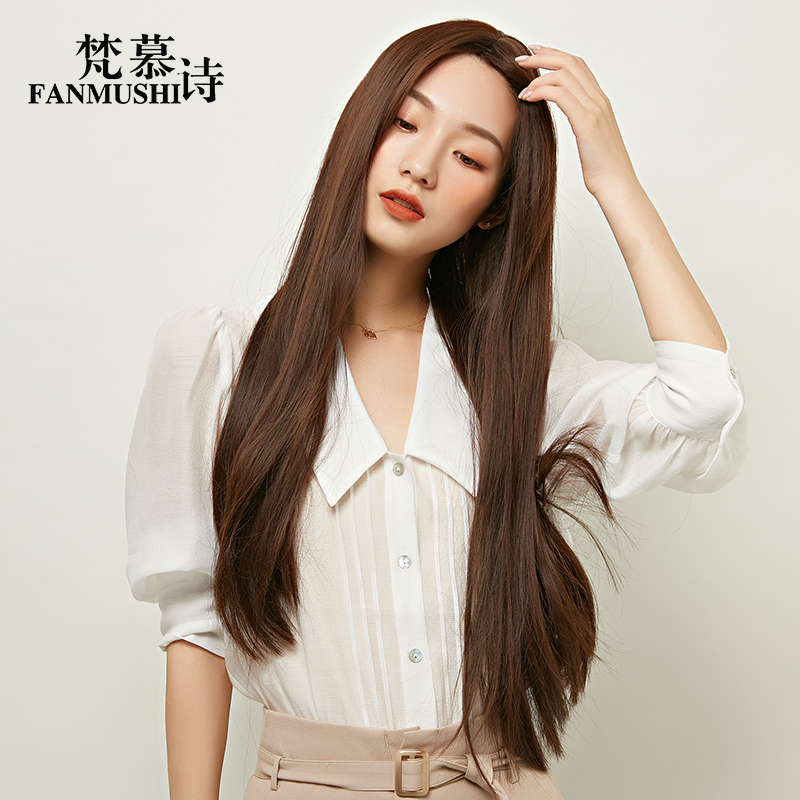 Fan Mu Shi full real hair wig custom eight-character banghai whole hood natural invisible no trace