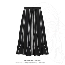 Large size fat mm Korean version of ins retro temperament high waist stitching mid-length umbrella skirt 2022 new slimming skirt