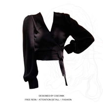 Plus size fat sister retro design sense French girl lapel cross tie top female slim chic knitted sweater