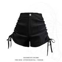 Large size fat MM high waist drawstring hot girl hot pants womens summer new all-match slimming hip boots pants shorts women