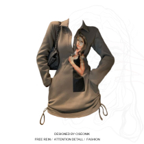 Big Code Women Dress Fat Sister in Europe and America portrait polo Dress Woman Design Sense Autumn Cashews Spiced Hot Girl dress