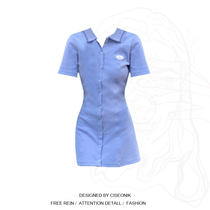 Big code Fat younger sister pure desire to be thin polo collar dress Summer new Korean Department cashew waist reduction Temperament Short Skirt