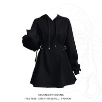 Big Code Women Dress Fat Sister Fried Street Ring Buckle Nepotism Dress Lady Loose With Lazy Breeze Small Crowd Design Sensation with Cloister Cloister