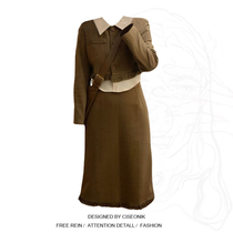 Large size fat sister Korean style retro woolen suit female autumn and winter fake two-piece jacket skirt small dress two-piece set