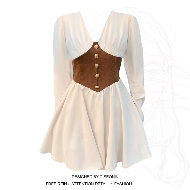 Big Yard Fat Sister French Retro V Collect Waist Dress Palace Fengfeng Color Specific Two-piece Temperance Short