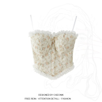 Plus size fat sister sweet all-match camisole womens spring and summer new gentle wind lace stitching top tide