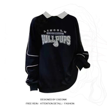 Big Code Women Dress Fat Sister American Retro Lazy Boyfriend Wind down Leisure POLO collar Alphabet Necropolis Early Fall