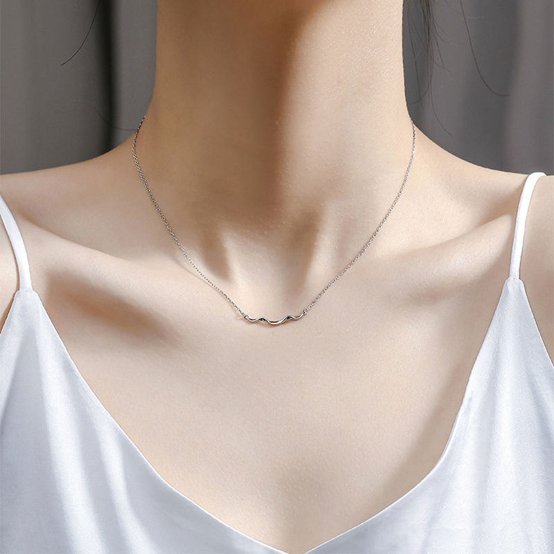 Necklace women's summer sterling silver does not fade niche minimalist 2021 new trend light luxury high-end temperament wave collarbone chain